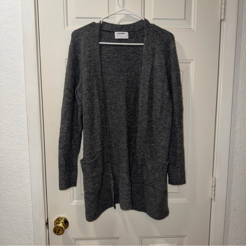 Old Navy Women’s Small Charcoal Gray Open Front Long Sleeve Long Length Cardigan